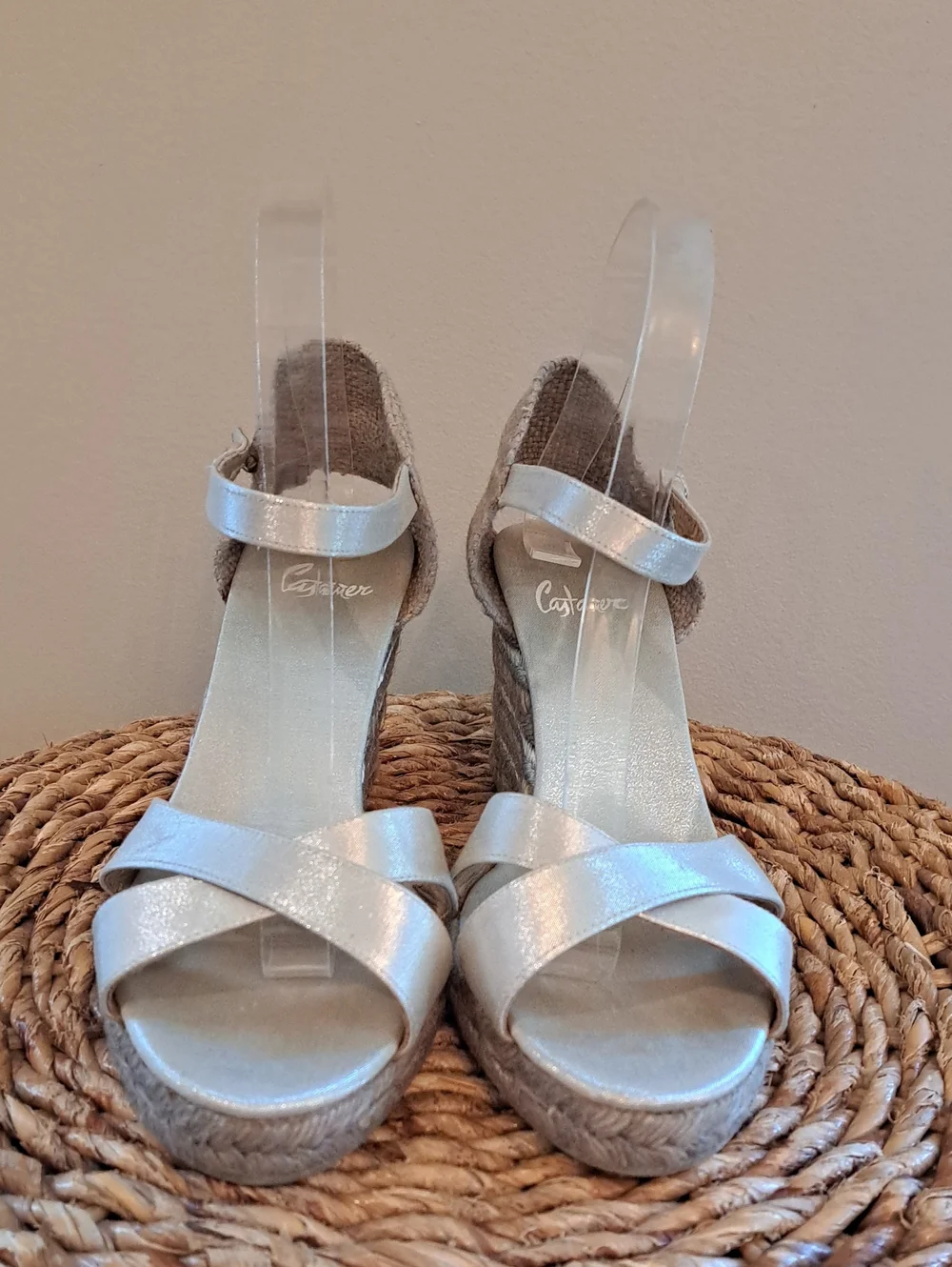 Castaner Womens Buti Summer Luxury Champange Silver Espadrille Sandals 40/9.5